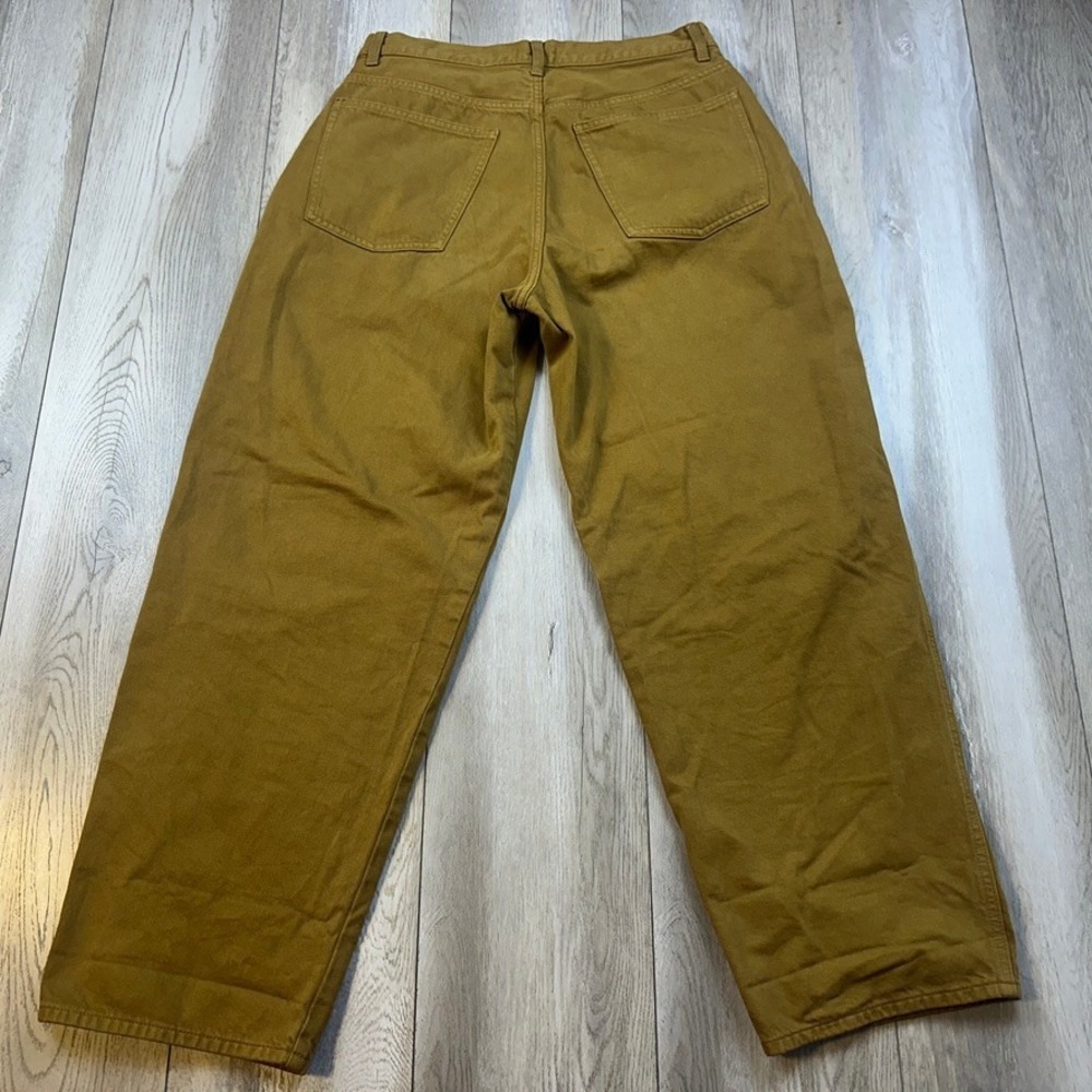 Uniqlo Denim Pleated Trousers Womens 29x30 Mustard Yellow Pants Baggy Loose - Picture 7 of 10